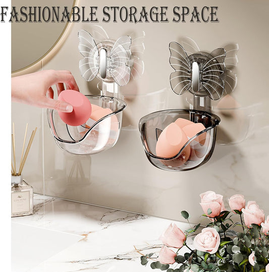 Suction Cup Organizer Storage Rack,Waterproof Shower for Dresser,Shower Set,Waterproof Basket Bathroom,Butterfly Clear