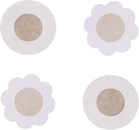 80 Pieces of Nipple Covers Breast Pasties Comfortable Adhesive Bra Disposable Satin Petals Pasties for Women Beige