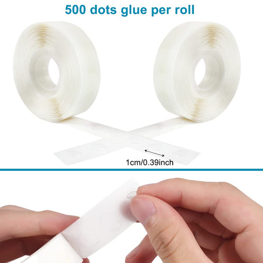 1000 Pcs Glue Point Clear Balloon Glue Dots, Double Sided, Transparent, 1cm/0.4inch in Diameter, for Craft Scrapbook Birthday Wedding Decoration
