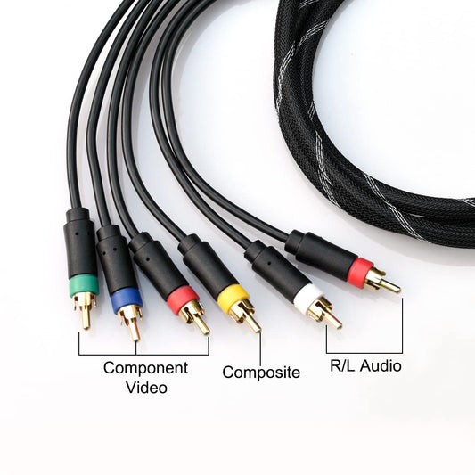 Component Audio Video Cable for PS2 / PS3 / PS3 Slim, HD Multi Out Composite RCA Audio Video Cable for PS3 (6 Feet)