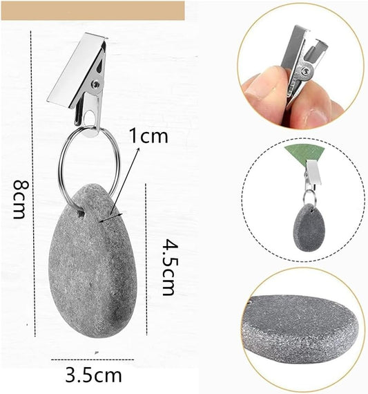 8Pcs Tablecloth Weights Hangers,Outdoor Tablecloth Weights, Tear Drop Marble tablecover Weights, Tablecloth Pendant, Stone Table Scale, Family Dining Table Decoration, Metal clotheslinger (Drop-Grey)