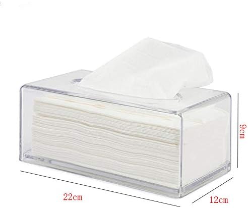 Facial Tissue Box Cover Holder- Rectangle Organizer for Bathroom Vanity, Countertops, Tables, Clear Acrylic