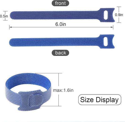120PCS Reusable Fastening Cable Ties, Adjustable 6-Inch Cord Organizer Ties for Organizing Home Office Tablet Laptop PC Electronics Wire Data Centers 5 Colors