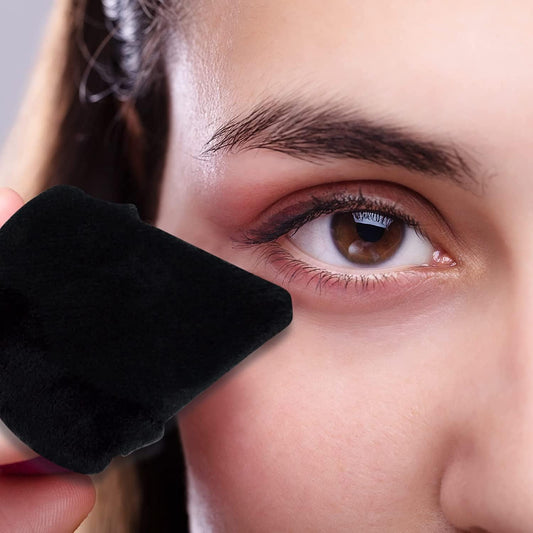 2 Pcs Triangle Powder Puff for Face Powder, Soft Plush Setting Powder Puff, Velour Cosmetic Foundation Blender Sponge Beauty Makeup Tools (Black)