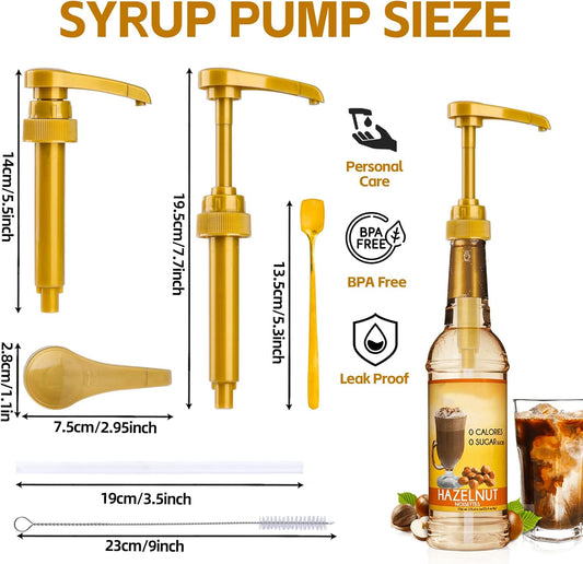 8PCS Syrup Pump for 25.4 Oz/750ml Flavorings Bottles, Coffee Syrup Pump Dispenser, Compatible with Torani, Matteo's, Davinci, Jordans Skinny Syrups Bottles, Syrup Dispenser for Coffee Bar Accessories