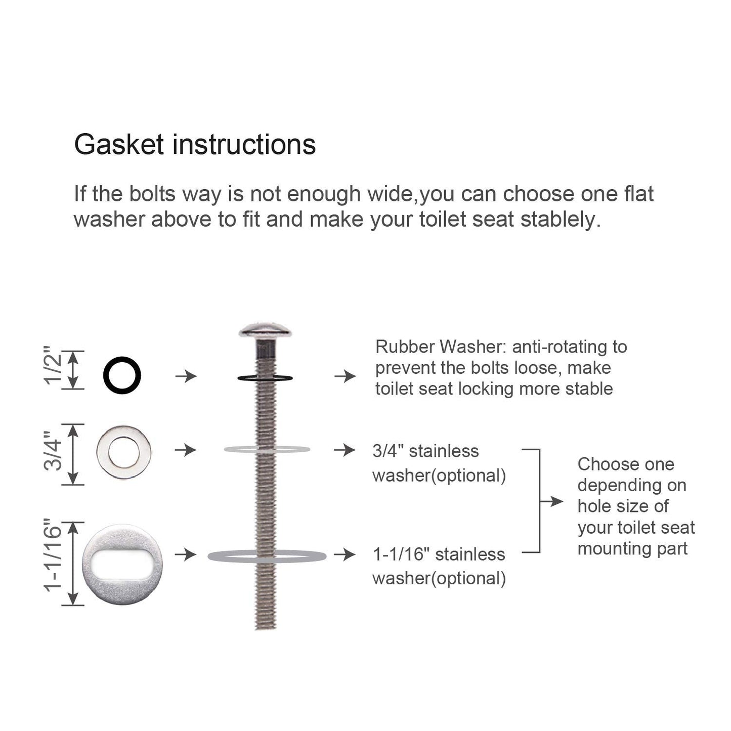 6 Pack Universal Toilet Seat Hinges Screw, Toilet Seat Hinges Blind Hole fixings Expanding Rubber Top Fix Nuts Screws for Top Mounting Toilet Seat Hinges-3 Pairs (with One Expandable Ball)