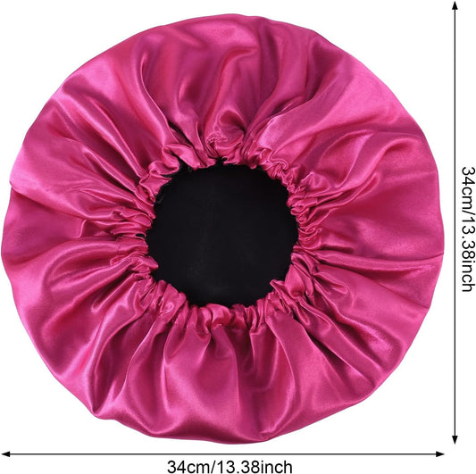 2 Pcs Silk Bonnet Sleep Cap, Adjustable Waterproof Satin Hair Night Cap, Double Layer for Women Girls With Black Curly Hair