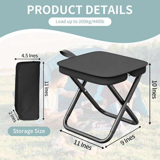 Camping Stool, Portable Folding Stool with Carry Bag, Foldable Seat, Ultralight Camping Stool for Travel Walking Hiking Fishing Picnic Barbecue (2, Black)