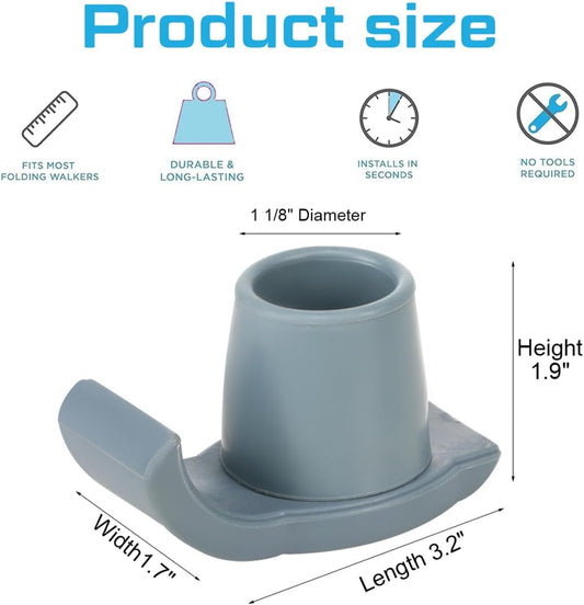 Walker Ski Glides for Folding Walker 2 Pack Rubber Walker Glide Caps Walker Replacement Accessories for Seniors, 1⅛" Inch (28mm)