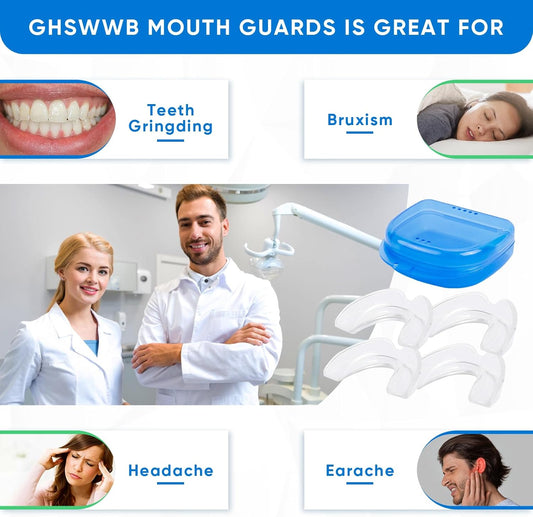 Mouth Guard for Grinding Teeth, Moldable Dental Guard for Night Sleeping - 4 Pack