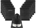 10-Pack Black Non-Woven Shoe Bags, 12.6"x17.3" Breathable Reusable Dustproof Storage Organizers for Travel, Closet, Boots & Seasonal Shoe Protection (10)