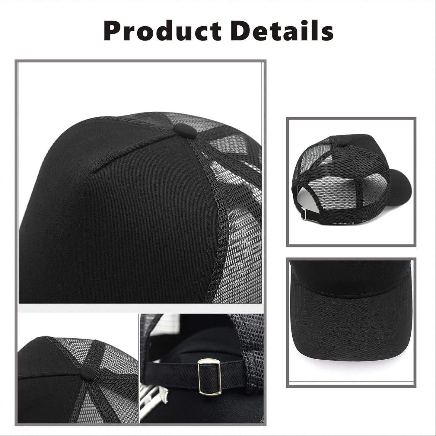 Oversize XXL Mesh Trucker Hat Big Head Hats for Men High Crown Baseball Cap Breathable Dad Hat Adjustable 23.6"-25.6"