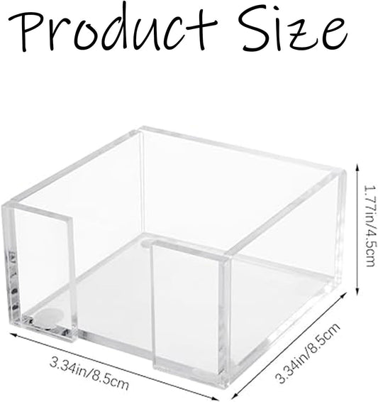 1pcs 3x3 Inch Acrylic Sticky Note Holder - Clear Desktop Organizer for Post-it Notes, Perfect for Office, Home & Classroom, Transparent Memo Pad Dispenser with Crystal Design