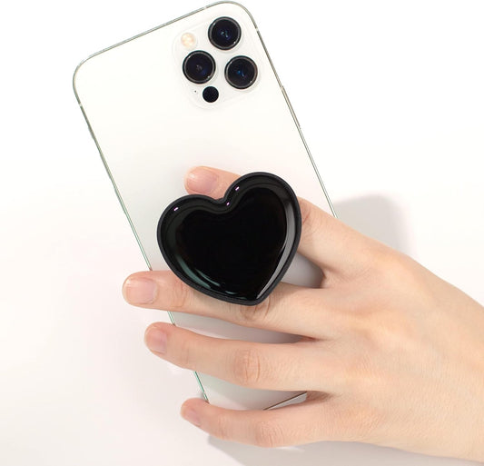 Heart-Shaped Phone Grip and Stand, Black
