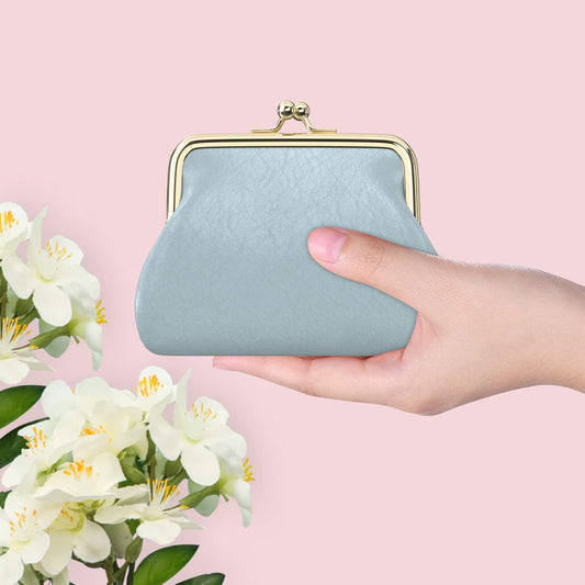Coin Purse, Small PU Leather Change Purse, Coin Purse Wallet with Clasp, Car Coin Holder Pouch for Woman Men Kids Girls, Blue