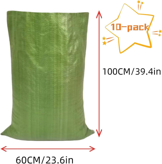 10PCS Potato Sack Race Bags,Large Seed Sack 60x 100cm Large Outdoor Lawn Game Bags for Adults and Children Birthdays, Yard,Game Parties, BBQs, Picnics,Storage (Green)