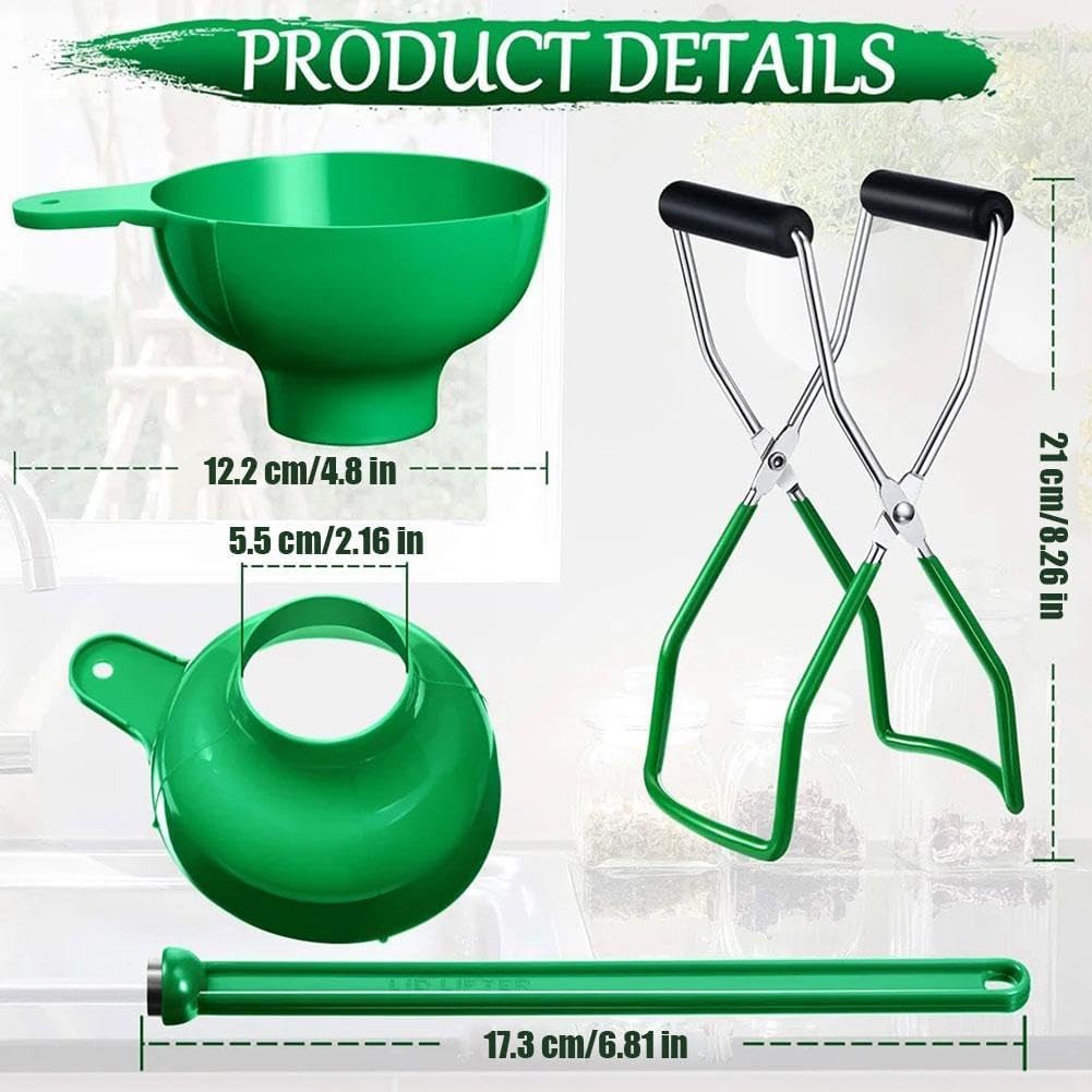 3PCS Canning Essentials Kit - Magnetic Lid Lifter, Canning Supplies Canning Kit, Wide Mouth Canning Funnel Anti-Scald Clip Kitchen Tools for Canning Jars