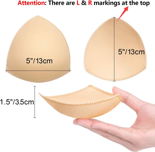 Bra Pads Inserts 6 Pairs, Bra Cups Inserts, Removable Breast Enhancers Inserts for Women (Beige, Black, White)
