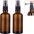 Small Glass Spray Bottles for Oil, Hair, Plants Water 2 oz | Empty Fine Mist and Refillable Mister Amber Mini Travel Size Bottle for Cleaning Solutions, Essential Oil Sprayer and Nozzle - 2 Pack