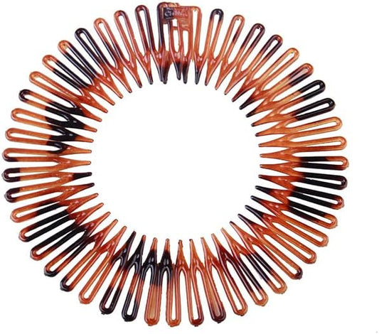 Stretch Comb Headband for Women Flexible Circle Zig Zag Headbands for Girls Spiral Headband Holder for Womens Full Circular Combs Hairband for Broken Hair(6 PCS,3 Colors)