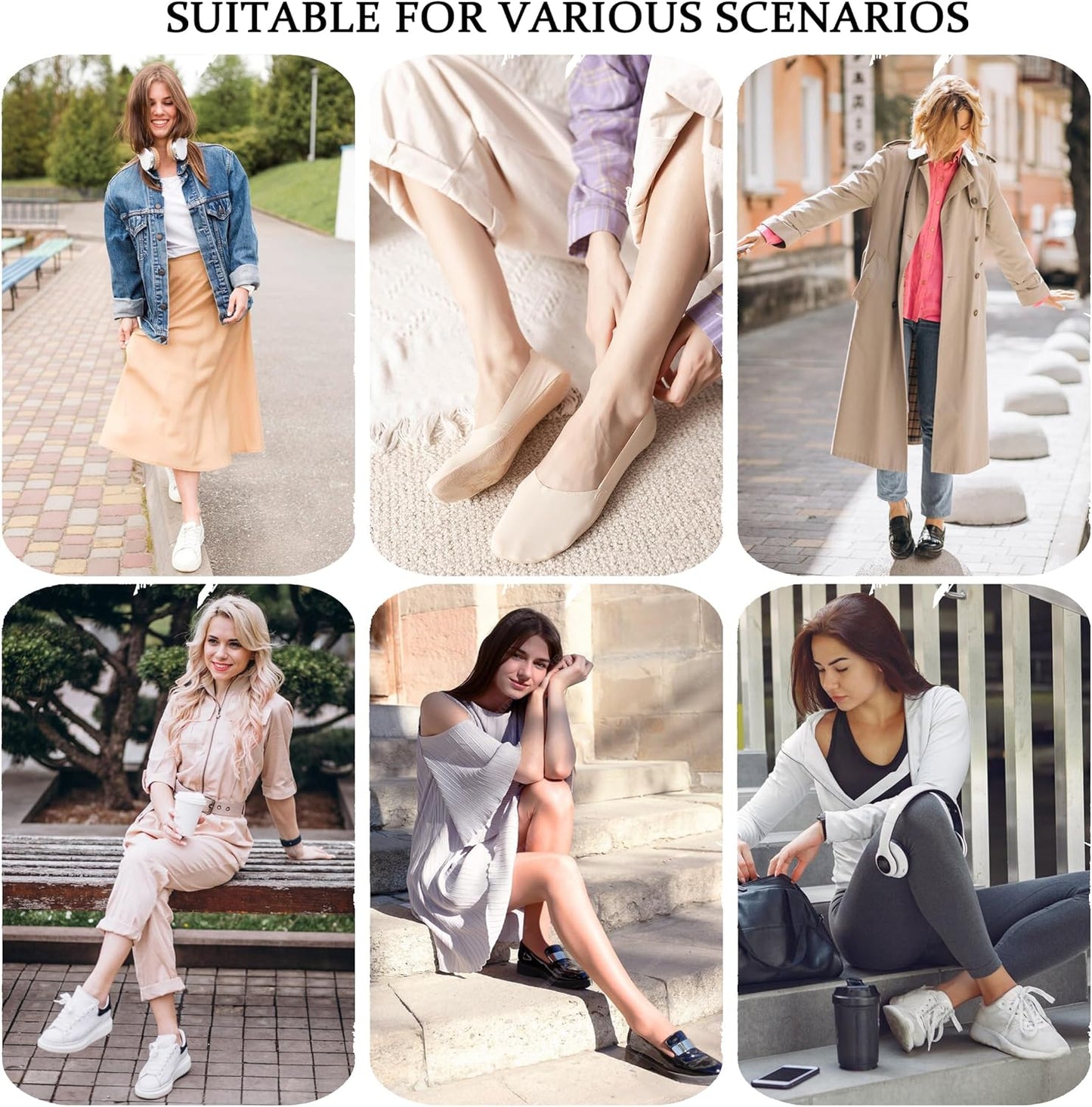 6 Pack No Show Socks Women Thin Socks Low Cut Liner Socks Non Slip Invisible for Flats Boat