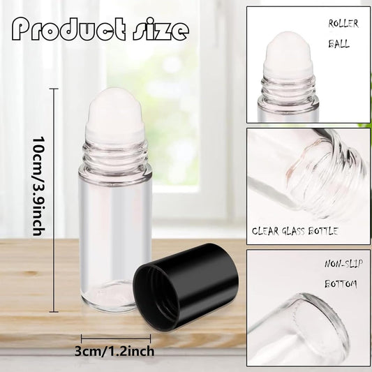 4PCS Essential Oil rolling Bottle, 30ml Portable Transparent Empty Glass Essential Oil Rolling Bottle,Refillable Cosmetic Perfume Rolling Bottle,For Fragrance Essential Oil
