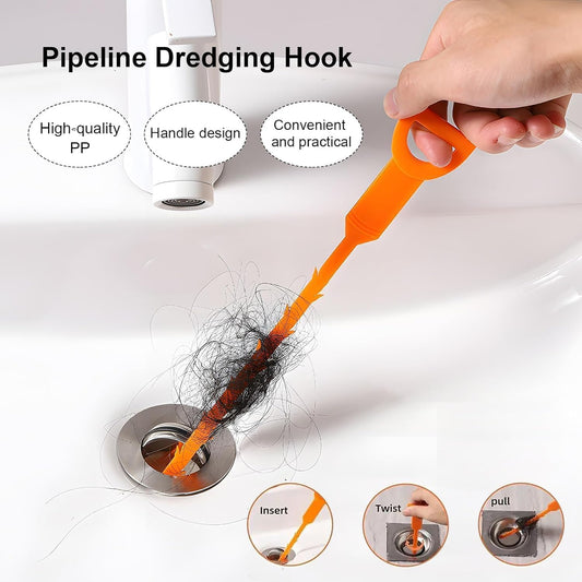25 Inch Drain Snake Clog Remover:3 Pcs Hair Clog Auger, Drain Cleaner Tool Suitable for Dredging Clogged Pipes, Sink, Shower Drains(Orange)