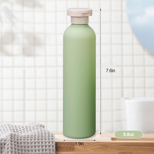 3Pcs 8.8oz Flip Top Squeeze Bottles,Reusable and Refillable Leak Proof Travel Bottles,For Lotions,Facial Creams,Shampoos,Hair Conditioner (Green)
