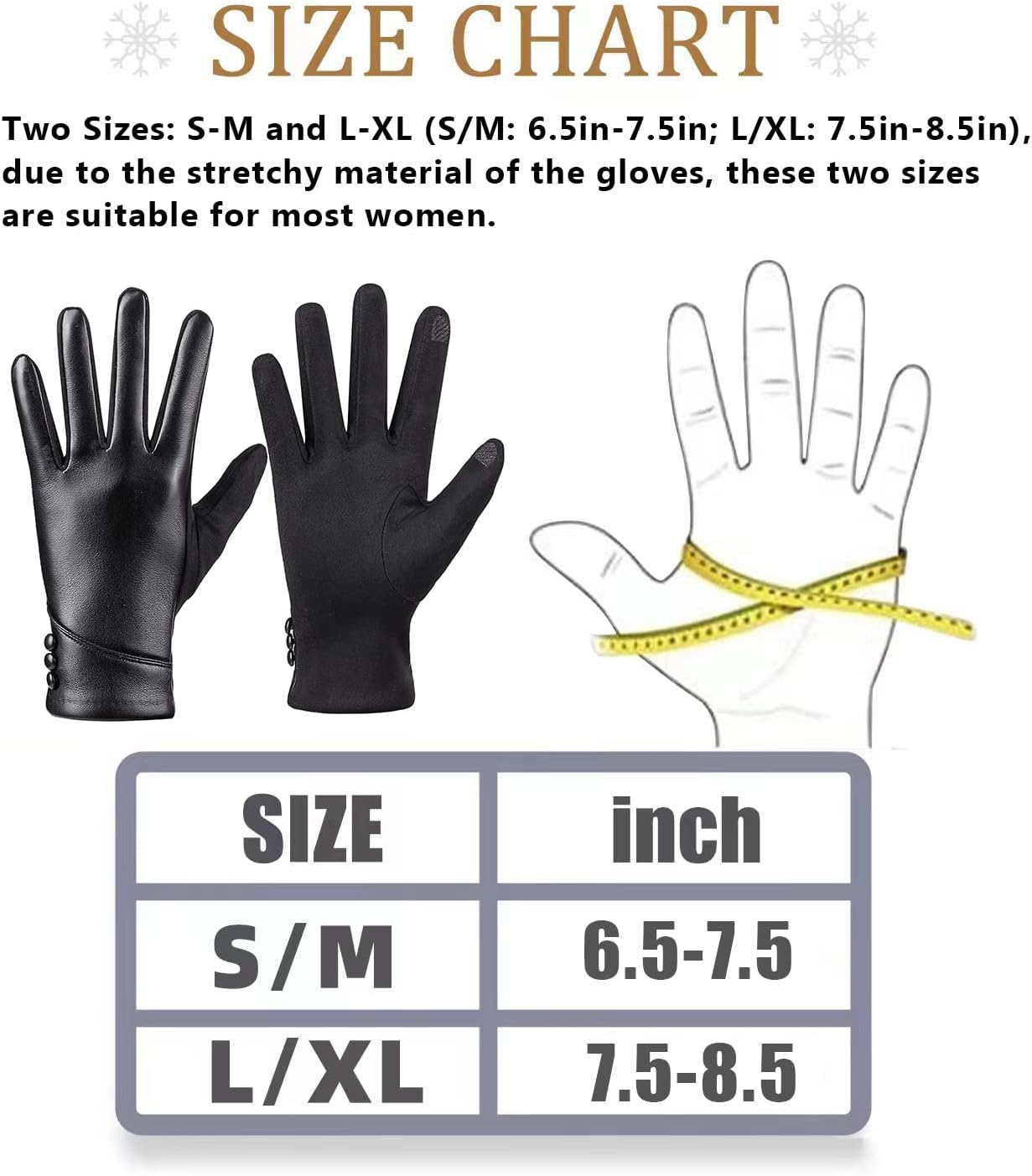 Womens Winter Leather Gloves Touch Screen Wool Lined Windproof Warm Suede Fashion Dress Gloves