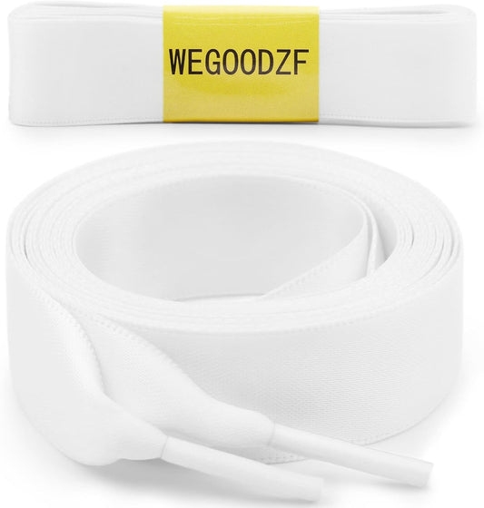 Flat Satin Ribbon Shoelaces: 2cm Wide Silk Shoe Laces for Women -2 Pair