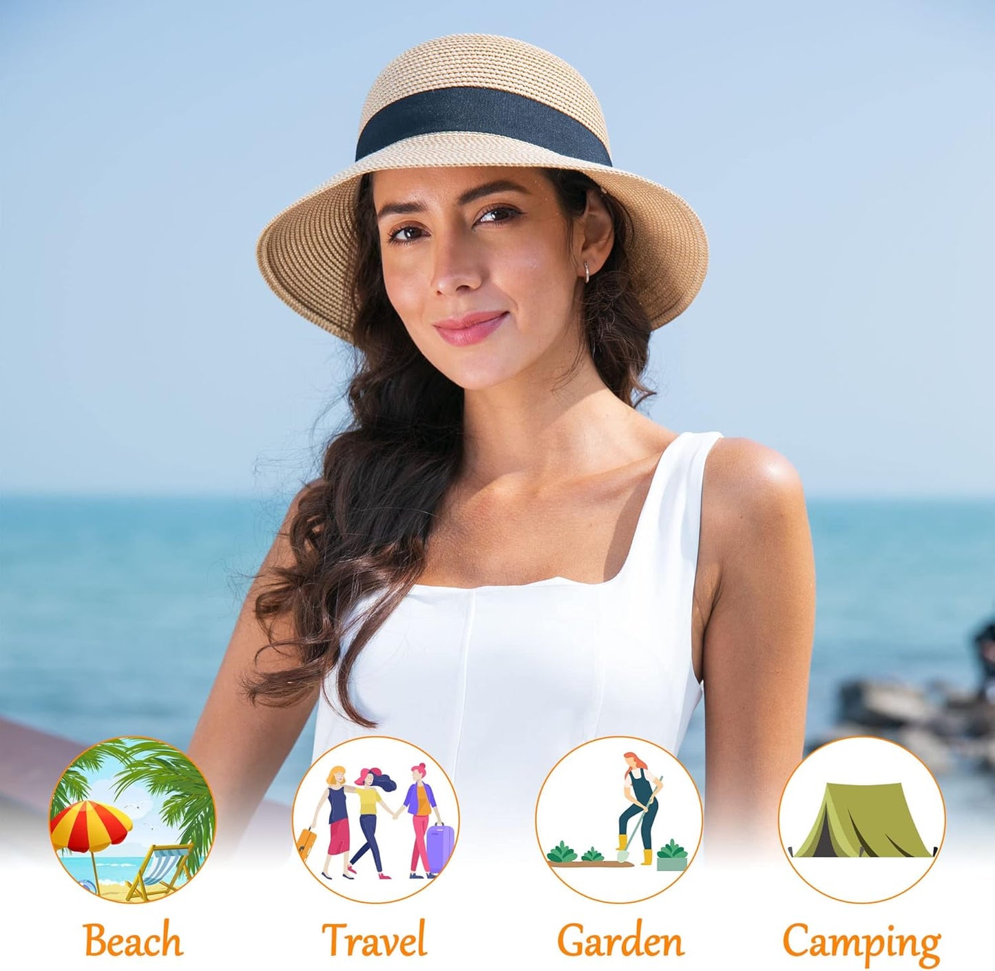 Women's Sun Hats UV Protection Large Wide Brim Hat Women Packable Sun Hat for Women Straw Hats