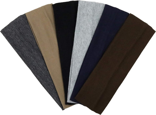 Cotton Headbands 6 Pack Stretch Elastic Yoga Soft and Stretchy Sports Fashion Headband for Teens Women Girls by (6 pc 2" Cotton Headbands-Neutral)