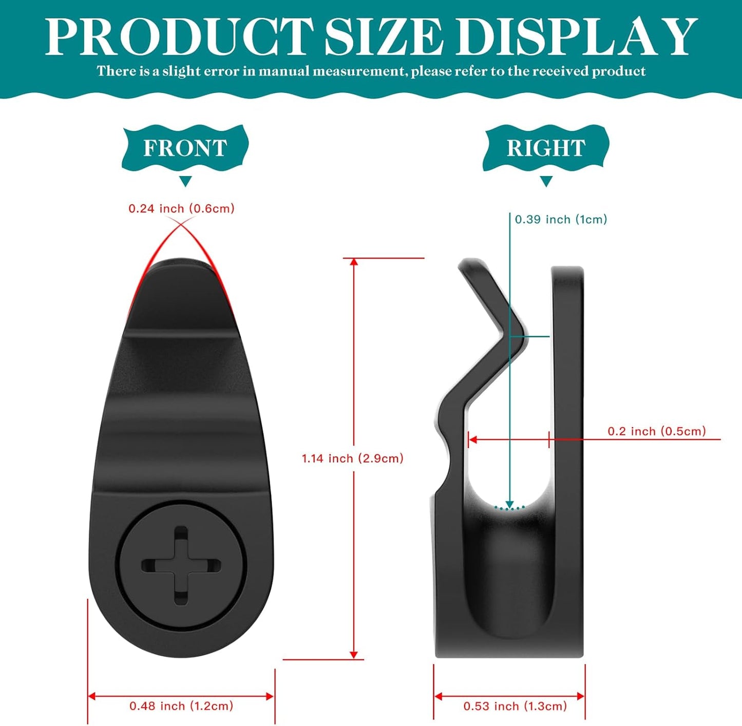 Outdoor String Lights Clips, Weatherproof Cable Hanger Hooks for Hanging Fairy Lights, Holiday Decor - Black, 50 Pack