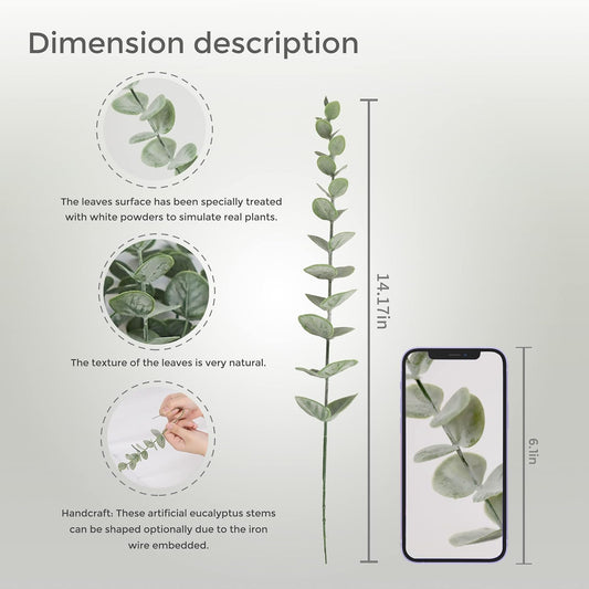 18pcs Eucalyptus Stems Artificial Eucalyptus Leaves Stems Artificial Fake Flowers for Home Office Flowers Bouquet Centerpiece Wedding Decoration Christmas Decor 2025