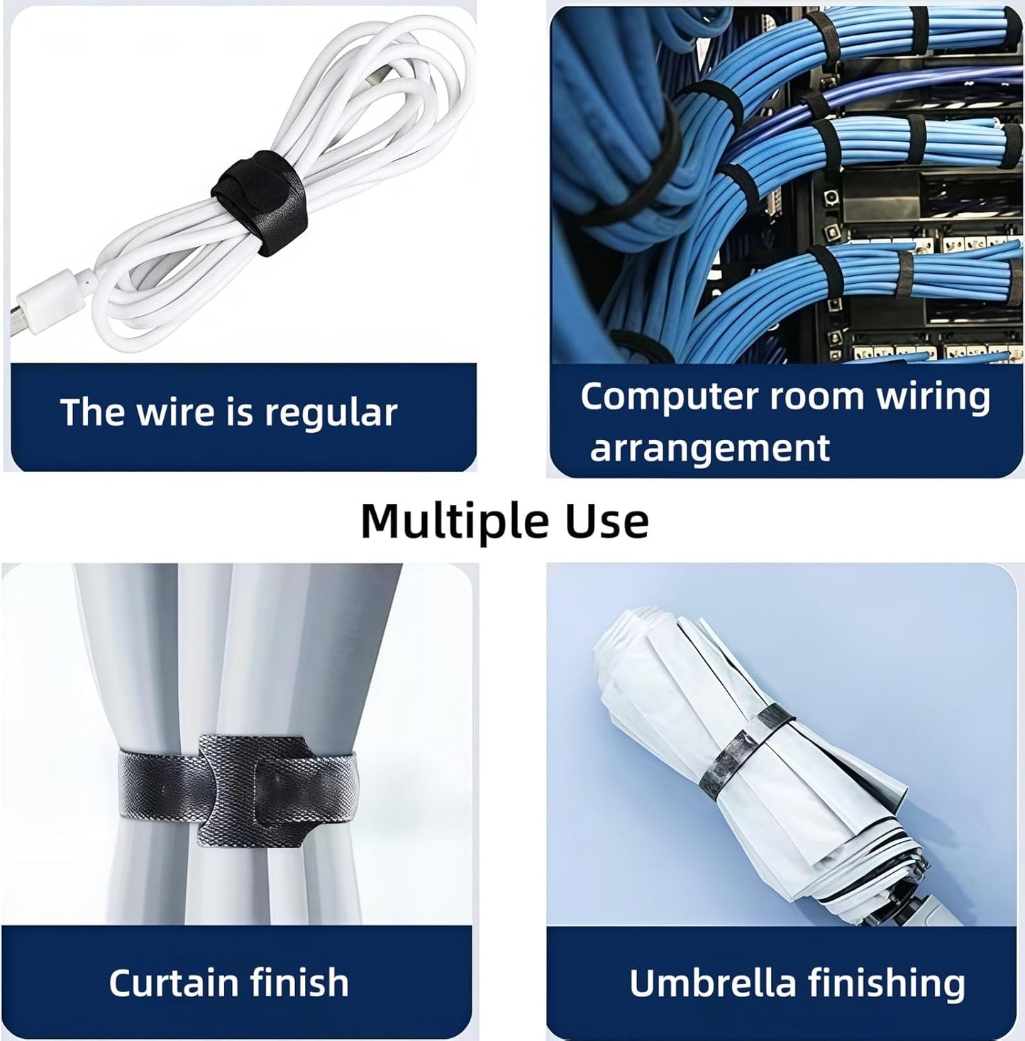 100 PCS 6 Inches Reusable Cable Ties, Adjustable Wire Ties, Cable Organizer, Cord Wrap and Hook Loop Cords Management for Organizing Home, Office, Data Centers(Black)