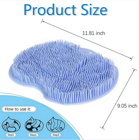 2 Pcs Large Shower Foot Scrubber Mat Cleans, Exfoliation, Shower Foot Massager Scrubber, Foot Cleaner Massage Mat with Non Slip Suction Cups, Improve Circulation Relieve Tired and Pain (BLUE)