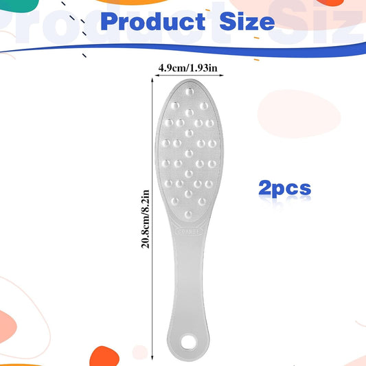 2 Pcs Foot Scraper Pedicure Metal Foot File Callus Remover for Feet Double Sided Foot Exfoliator Tool Set Foot Scrubber Professional Foot Rasp Scrubber for Wet Dry Skin Heel(Silver)