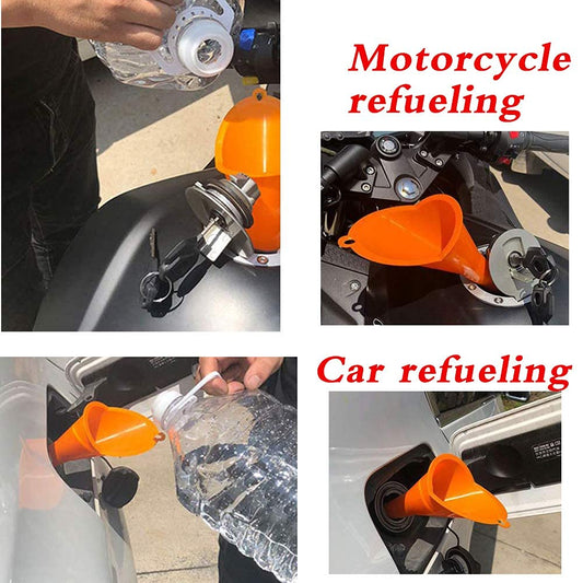 4 pcs Multi-Function Plastic Long Neck Oil Funnel - for All Automotive Oils Lubricants Engine Oils Water Diesel Fuel Kerosene and Other Liquids