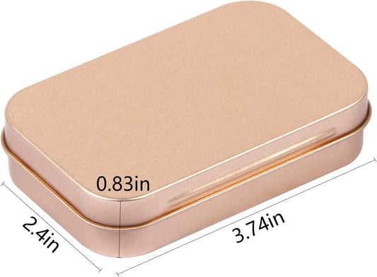 3 Pack Metal Rectangular Hinged Tins Box with Lid Mini Portable Box Empty Craft Containers Small Storage Kit Home Outdoors Organizer for Soap Mint Cookie 3.8x2.4x0.8 inch, Rose Gold