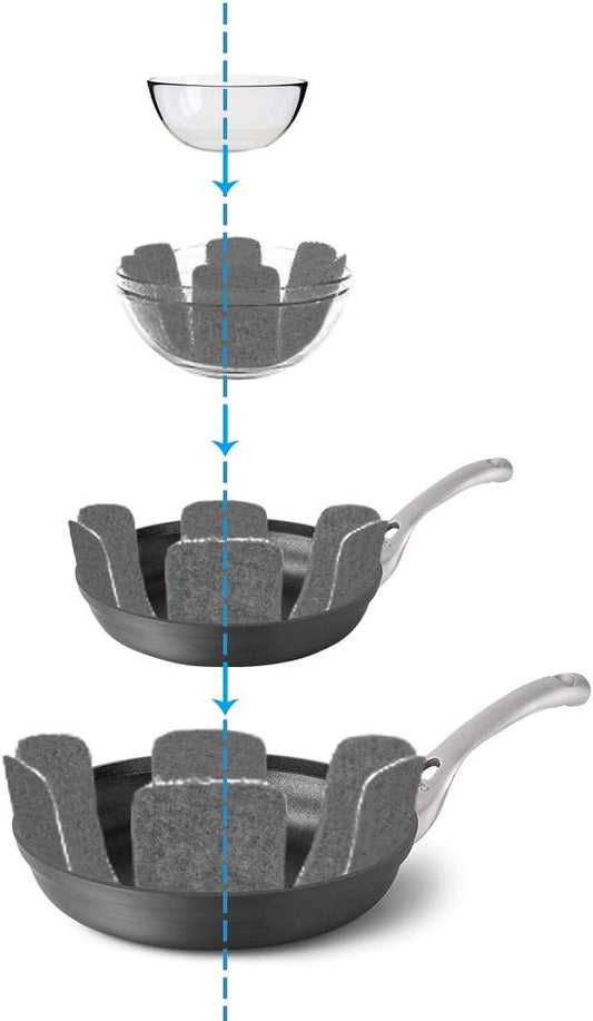 Pot and Pan Protectors, Set of 12 and 3 Different Size, Cookware Dividers Pads/Stacking Pan Protectors/Pot Separators Pads for Protecting and Separating Pots Pans