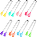 8PCS Silicone Mini Tongs, 5Inch Hand Shape Food Tongs, Colourful Small Kids Tongs for Serving Food, Ice Cube, Fruits, Sugar, Barbecue by