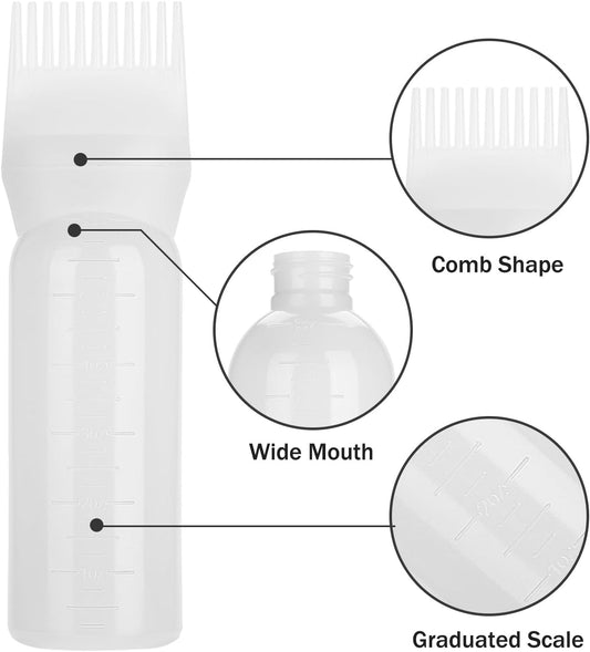 Hair Oil Applicator Bottle, 160ml Root Comb Applicator Bottle Lightweight Oil Bottle for Hair for Scalp Treatment Essential and Hair Coloring Dye(White) (White)