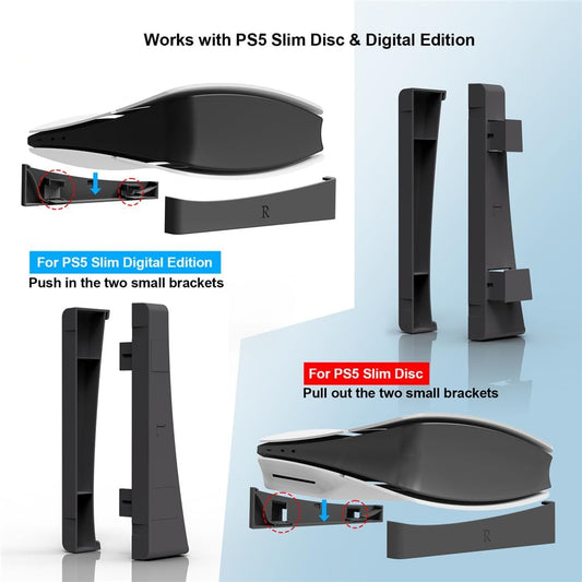 Horizontal Stand for New PS5 Slim Console, Base Holder Accessories for PS5-Slim Disc & Digital Edition Bracket (Black)