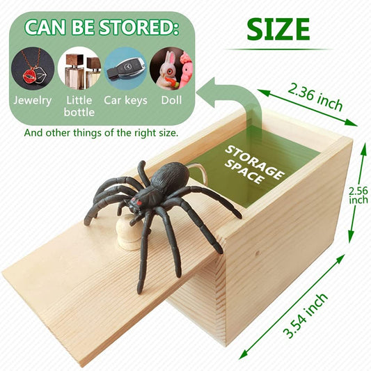 Fun Happy Joke Boxes Rubber Spider Prank Happy Box,Handcrafted Wooden Spider Box,C21-1