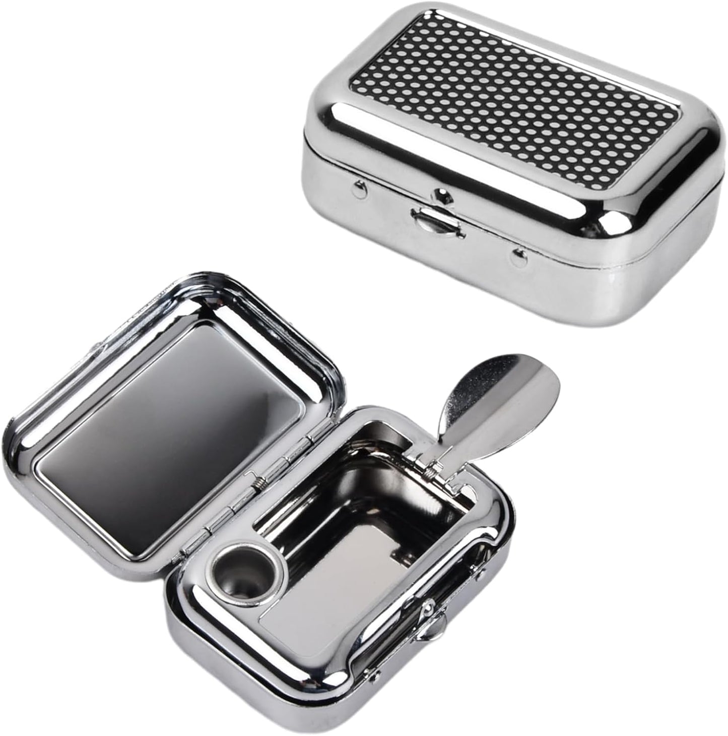 Pocket Ashtray, Portable Mini Ashtray, Stainless Steel Ashtray Windproof Ashtray with lid for Home Office Patio Outdoor Car Travel Camping Picnic Hiking Beach Fishing Cigarette (Black)