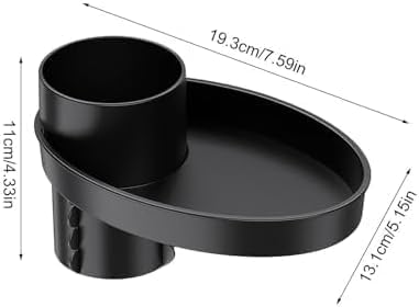 Car Seat Snack Tray, Portable Cup Holder Plate, Toddler Car Seat Cup Holder Food Tray with Expandable Base, Cup Holder Tray for Car Seats, 360° Rotatable Car Seat Tray for Kids Travel black
