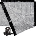70% Aluminet Shade Cloth 6.5 ft x 10 ft-Fabric Sun Block Sun Reflect-Free 12pcs 6" Ball Bungee