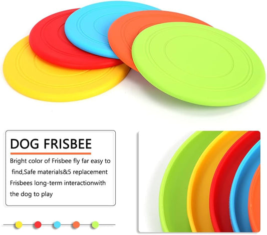5 Pack Dog Frisbee,Dog Flying Disc Puppy Flyer Toy React Faster Training Interactive Toys for Small Medium Dog Lightweight Floating Saucer
