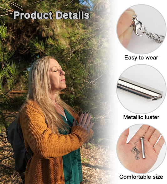 Breathing Necklace, 2 Pieces Quit Smoking Necklace, Stainless Steel Anxiety Necklace, Easy Way to Quit Smoking Breathe Necklace, 50 + 5 cm Adjustable Exercises Necklace Stress Relief Pendant