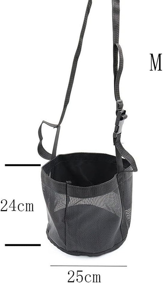 Comfort Breathable Horse Feed Bag, Mesh Feed Bucket, Mesh Designed Feeding Bag with Adjustable Strap and Waterproof Bottom, Horse Feeder Bag Storage, for Horse Feeding Supplies Muzzle Feed (2 Black)